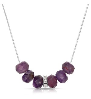 Slide Necklace - Amethyst Gemstone Rondelle