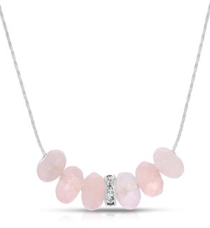 Slide Necklace - Rose Quartz Gemstone Rondelle