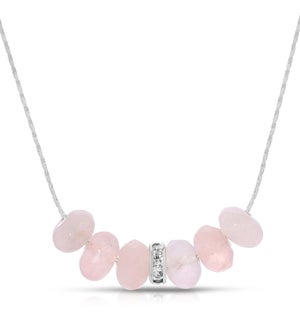 Slide Necklace - Rose Quartz Gemstone Rondelle
