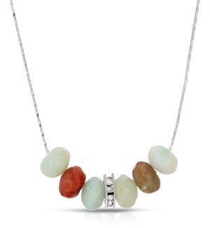 Slide Necklace - Amazonite Gemstone Rondelle