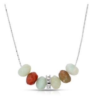 Slide Necklace - Amazonite Gemstone Rondelle