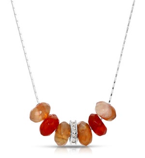 Slide Necklace - Red Agate Gemstone Rondelle