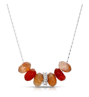 Slide Necklace - Red Agate Gemstone Rondelle