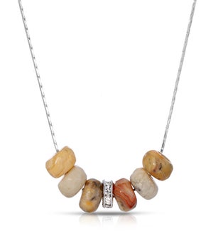 Slide Necklace - Crazy Agate Gemstone Rondelle