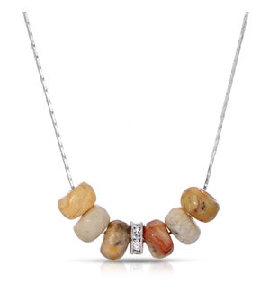 Slide Necklace - Crazy Agate Gemstone Rondelle