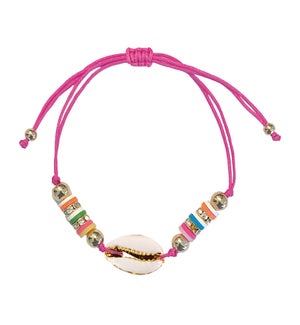 Cord Bracelet - Multi-Color Polymer Clay and Shell