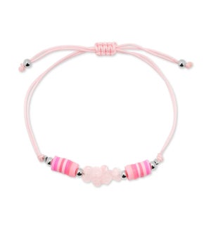 Cord Bracelet - Pink Polymer Clay, Rose Quartz