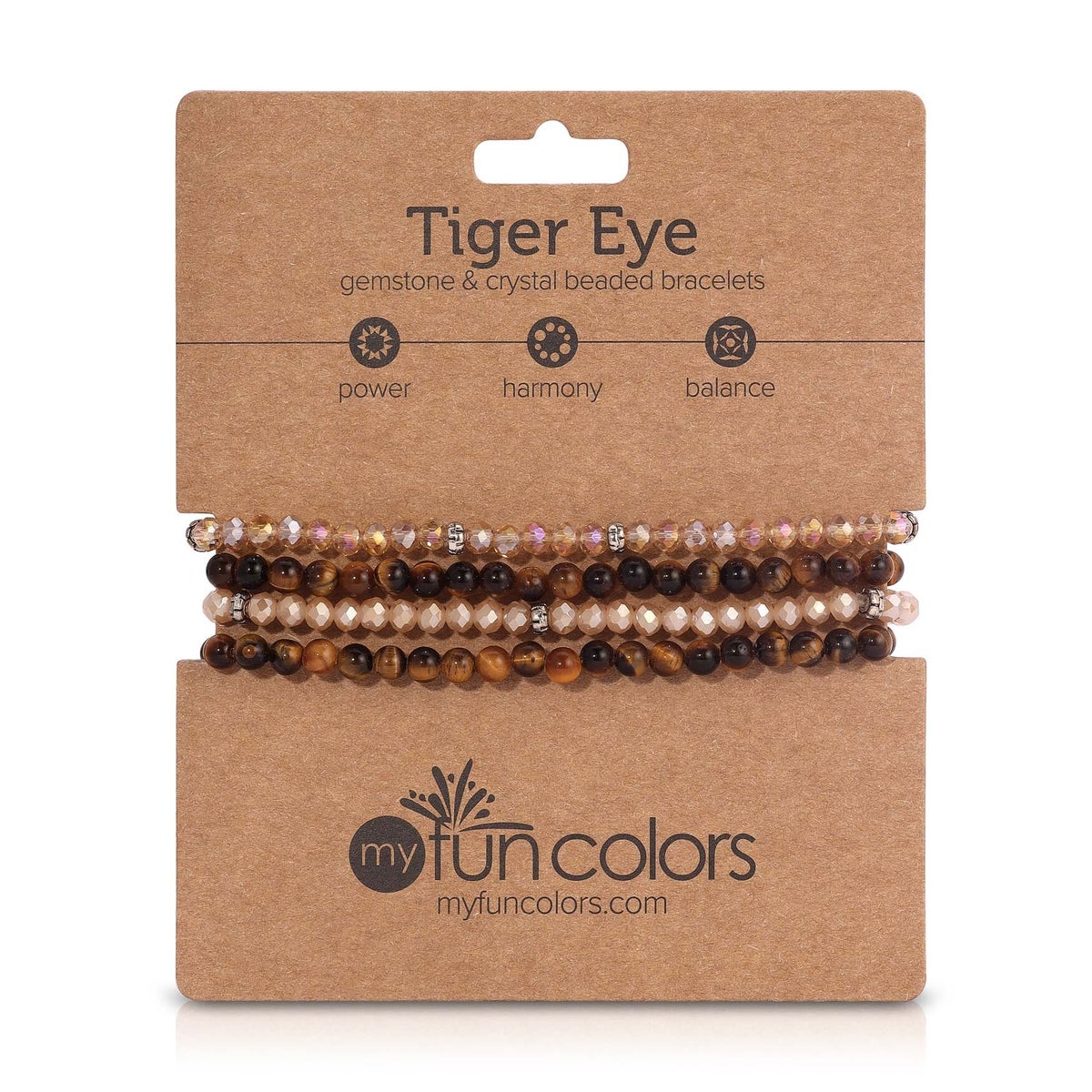 Tiger Eye Mini Gemstone and Crystal Bracelet Set