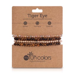 Tiger Eye Mini Gemstone and Crystal Bracelet Set