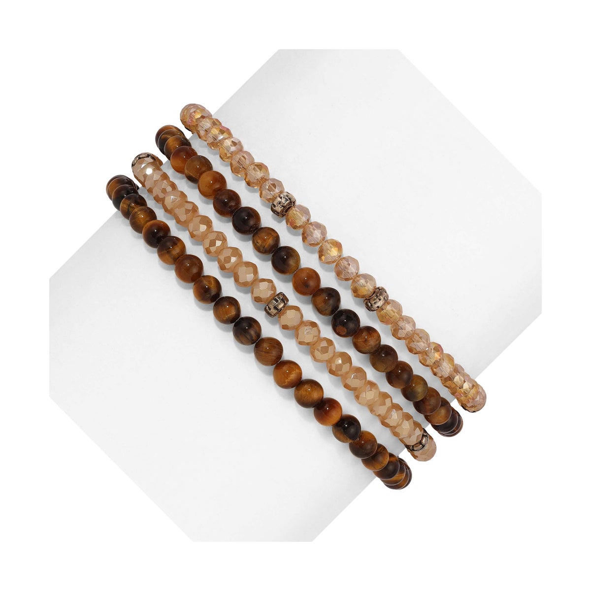 Tiger Eye Mini Gemstone and Crystal Bracelet Set