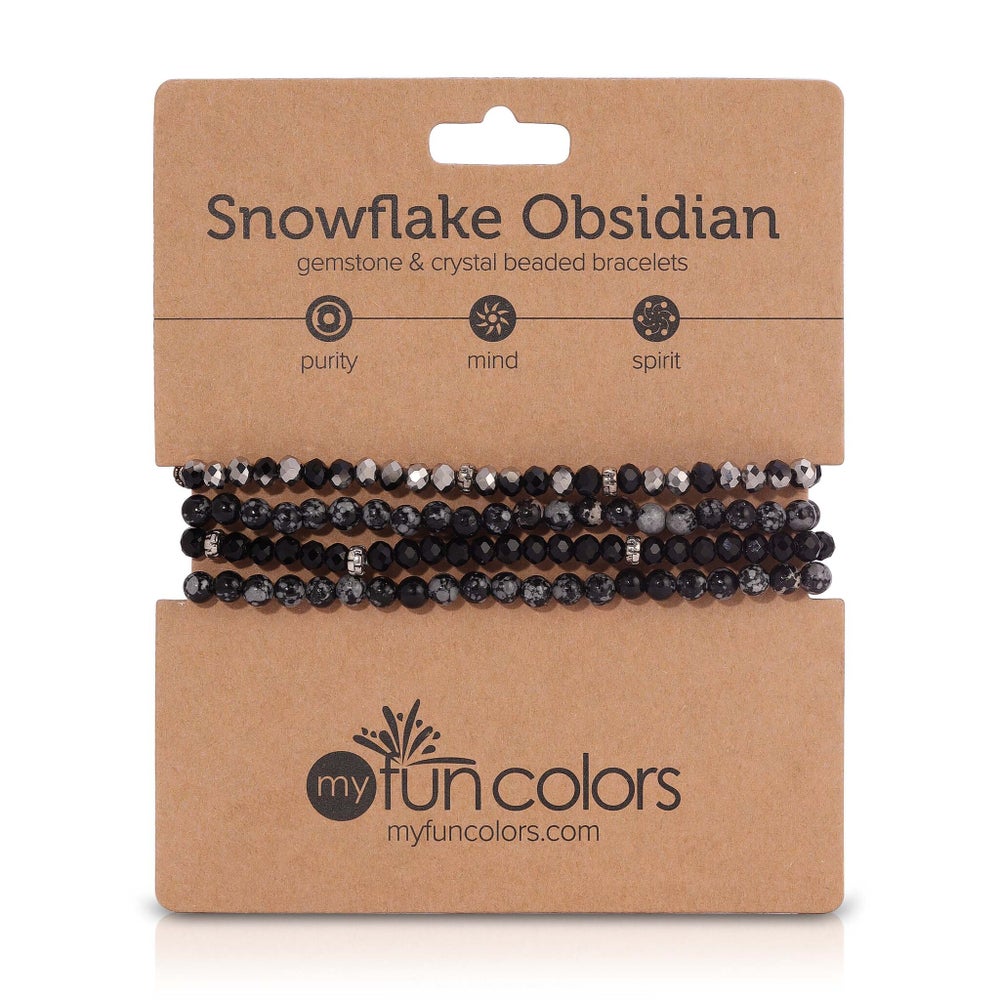 Snowflake Obsidian Mini Gemstone and Crys Bracelet