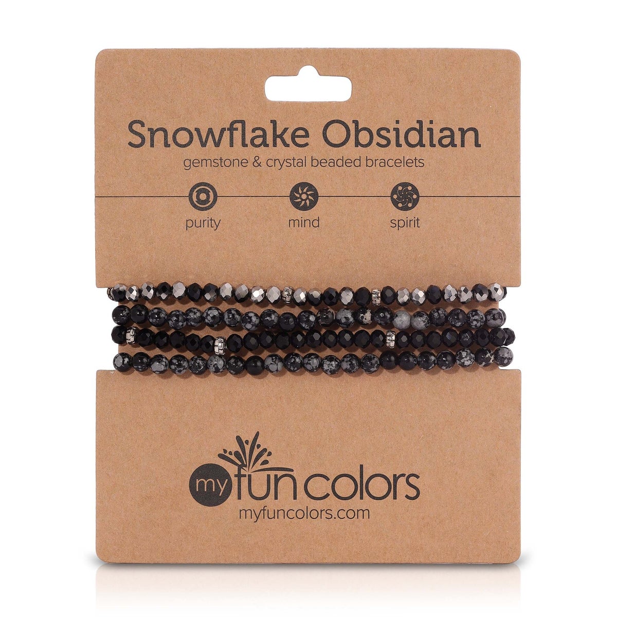 Snowflake Obsidian Mini Gemstone and Crys Bracelet
