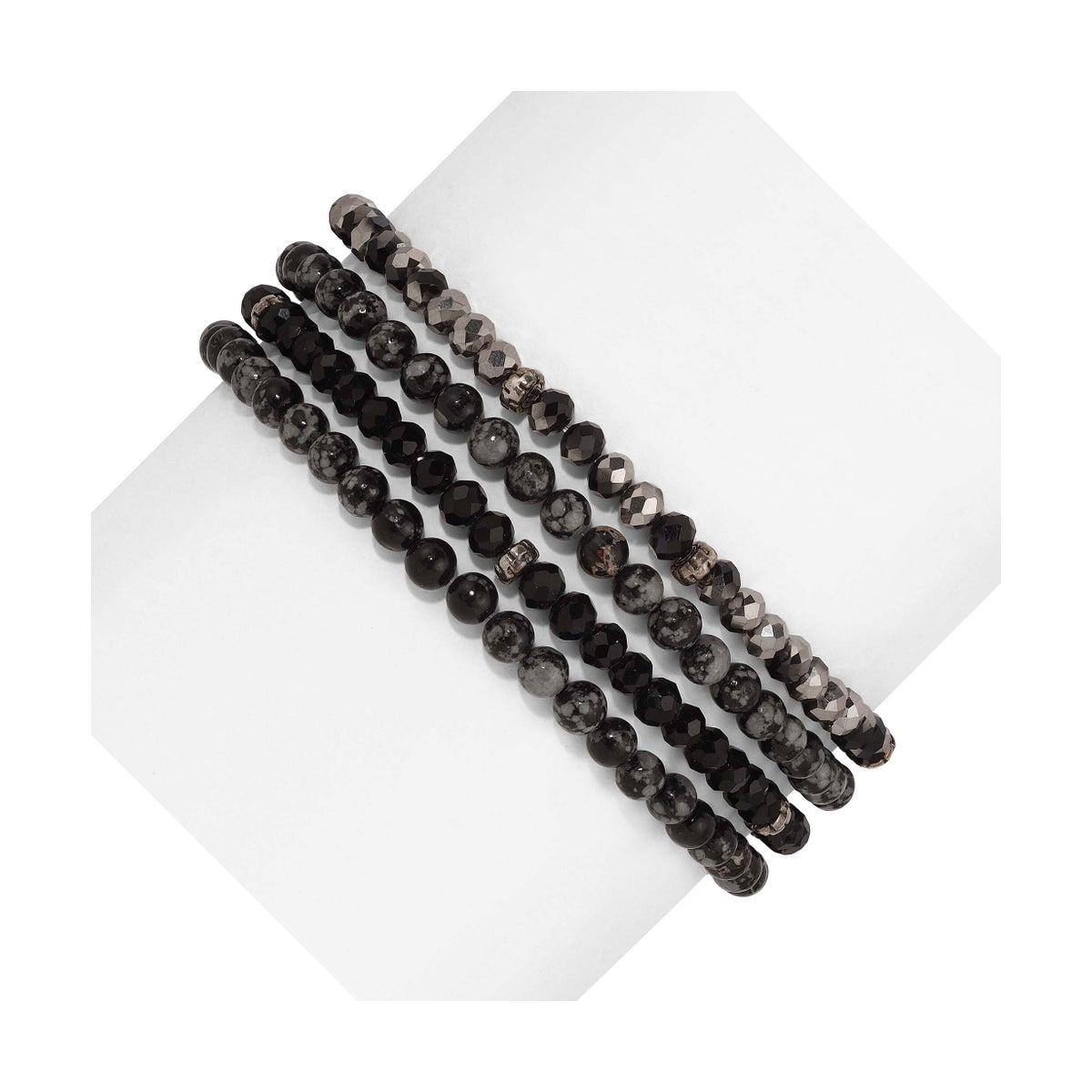 Snowflake Obsidian Mini Gemstone and Crys Bracelet