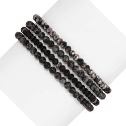 Snowflake Obsidian Mini Gemstone and Crys Bracelet