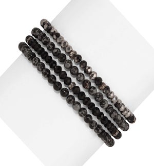 Snowflake Obsidian Mini Gemstone and Crys Bracelet