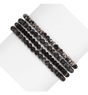 Snowflake Obsidian Mini Gemstone and Crys Bracelet
