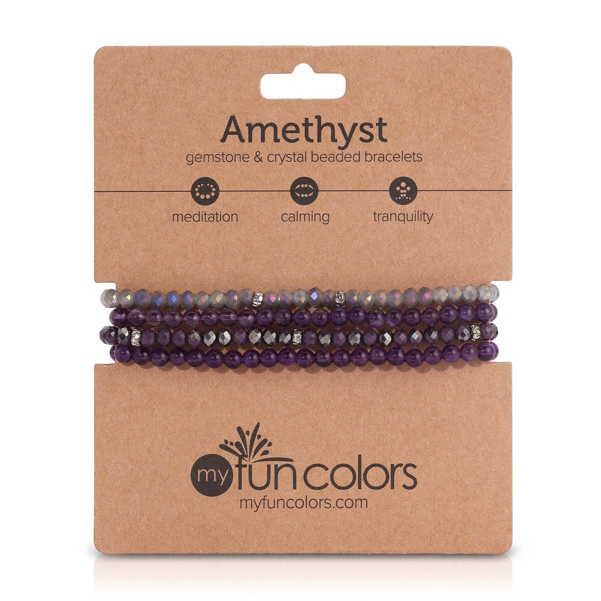 Amethyst  Mini Gemstone and Crystal Bracelet Set