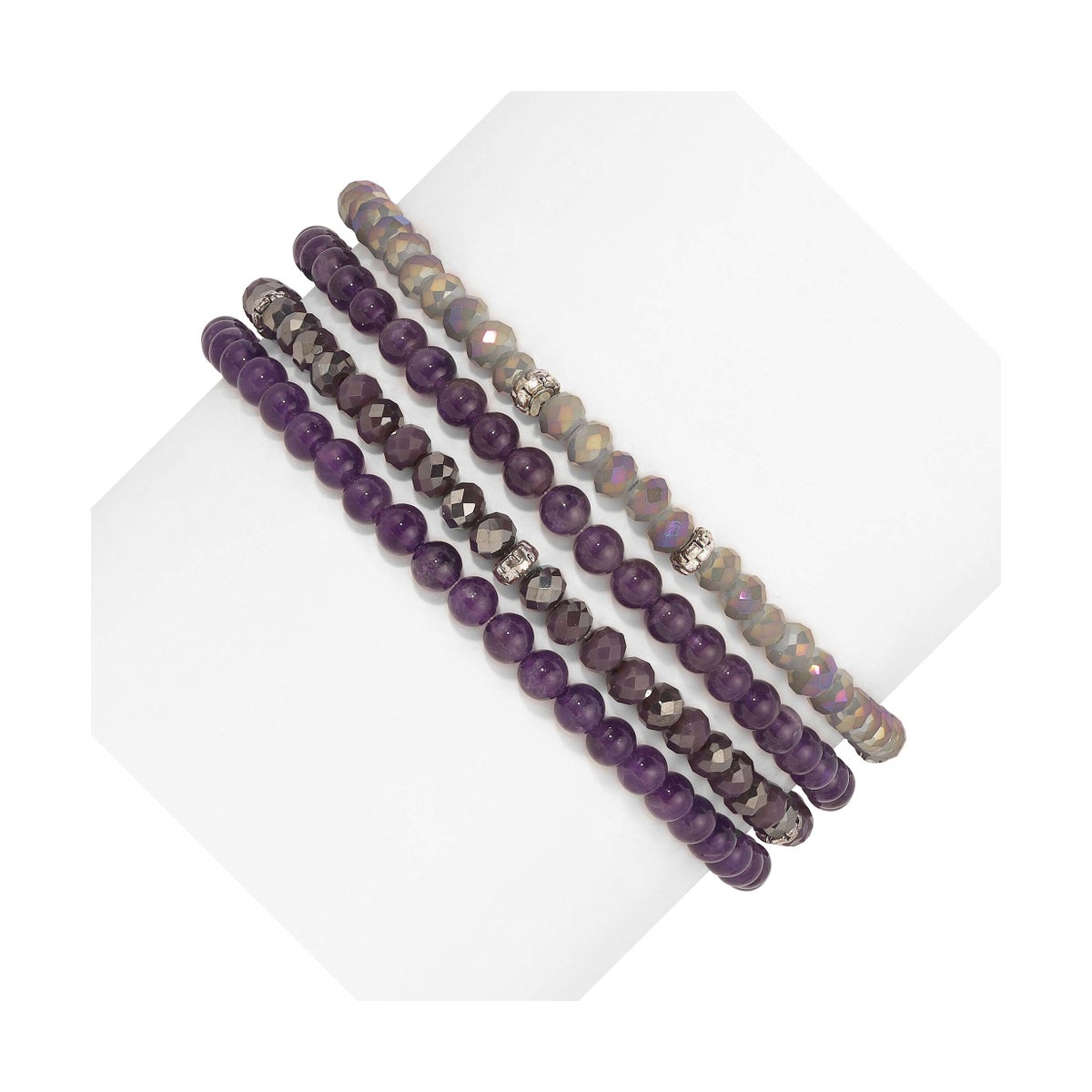 Amethyst  Mini Gemstone and Crystal Bracelet Set