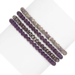 Amethyst  Mini Gemstone and Crystal Bracelet Set