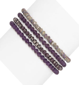 Amethyst  Mini Gemstone and Crystal Bracelet Set