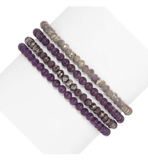 Amethyst  Mini Gemstone and Crystal Bracelet Set