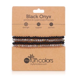 Black Onyx Mini Gemstone and Crystal Bracelet Set