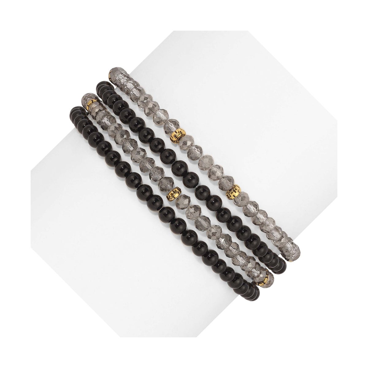 Black Onyx Mini Gemstone and Crystal Bracelet Set