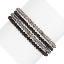 Black Onyx Mini Gemstone and Crystal Bracelet Set