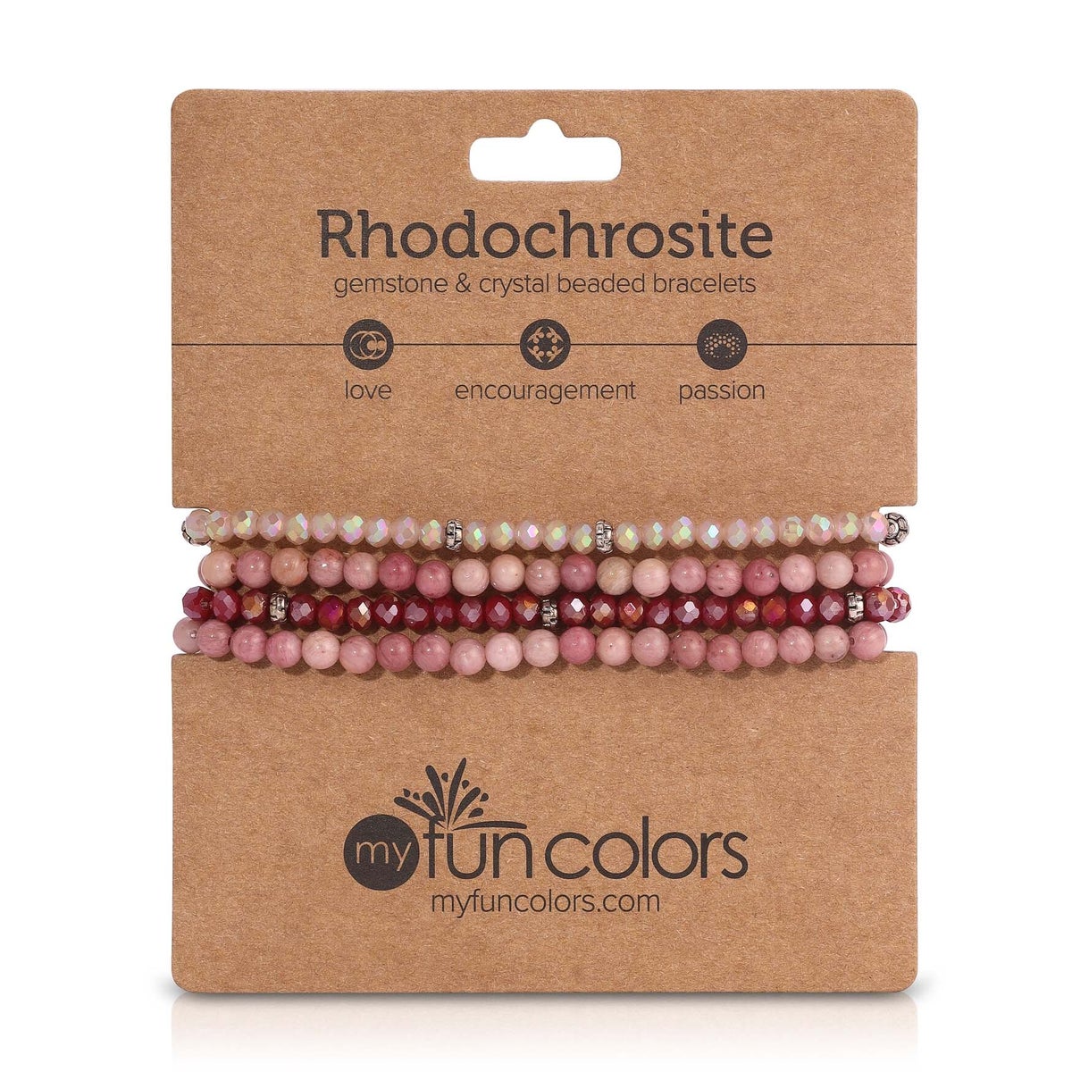 Rhodochrosite Mini Gemstone and Crystal Bracelet Set
