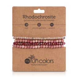 Rhodochrosite Mini Gemstone and Crystal Bracelet Set