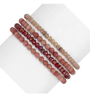 Rhodochrosite Mini Gemstone and Crystal Bracelet Set