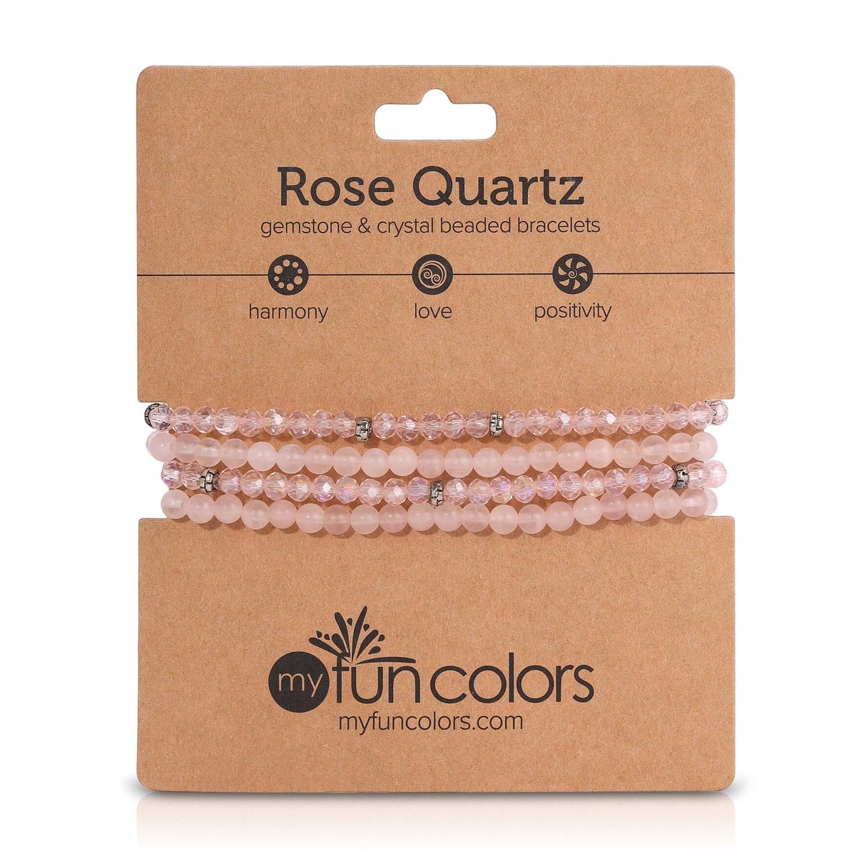Rose Quartz Mini Gemstone and Crystal Bracelet Set