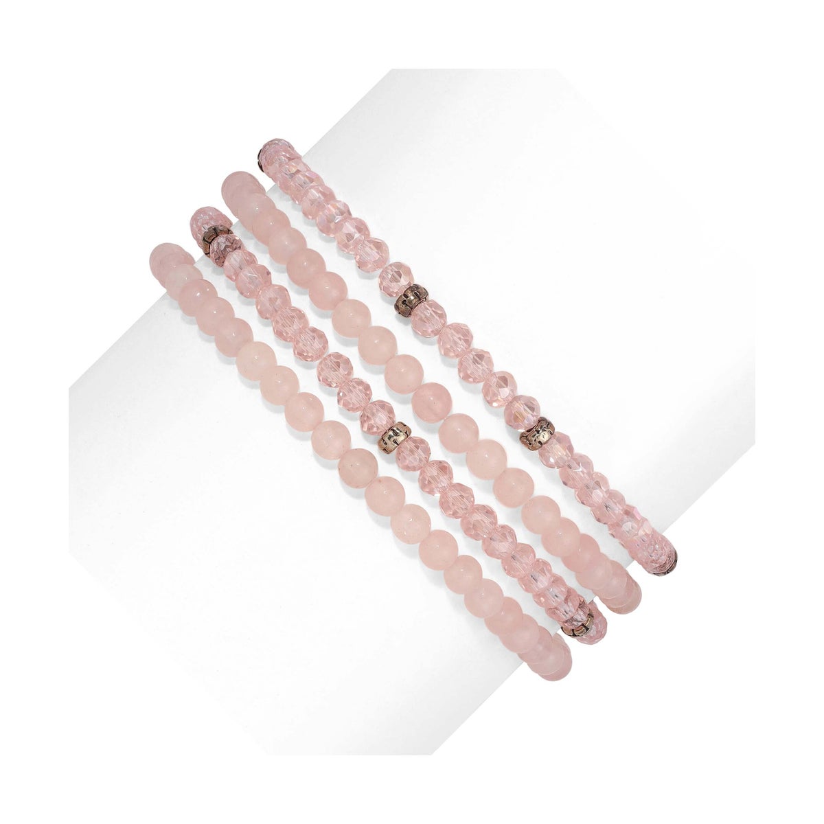 Rose Quartz Mini Gemstone and Crystal Bracelet Set