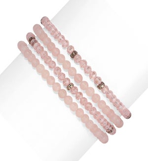 Rose Quartz Mini Gemstone and Crystal Bracelet Set