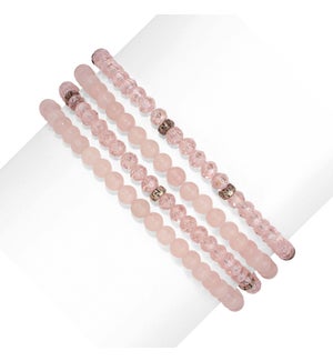 Rose Quartz Mini Gemstone and Crystal Bracelet Set