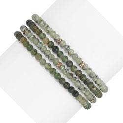 Moss Agate Mini Gemstone and Crystal Bracelet Set