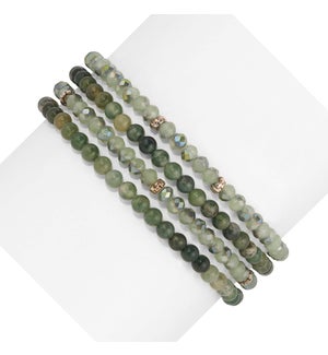 Moss Agate Mini Gemstone and Crystal Bracelet Set