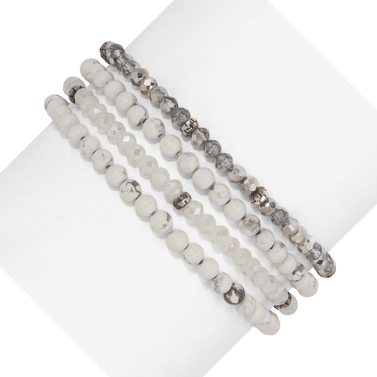 White Turquoise Mini Gemstone and Crystal Bracelet