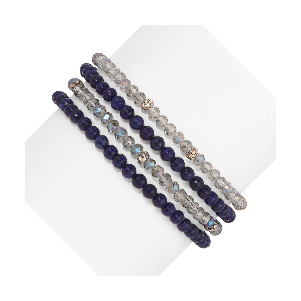 Lapis Mini Gemstone and Crystal Bracelet Set