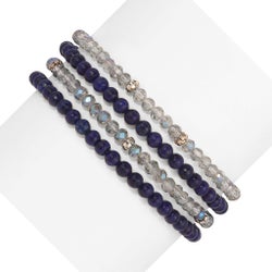 Lapis Mini Gemstone and Crystal Bracelet Set