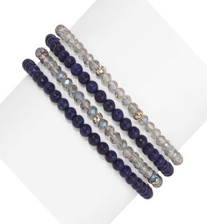 Lapis Mini Gemstone and Crystal Bracelet Set