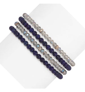 Lapis Mini Gemstone and Crystal Bracelet Set