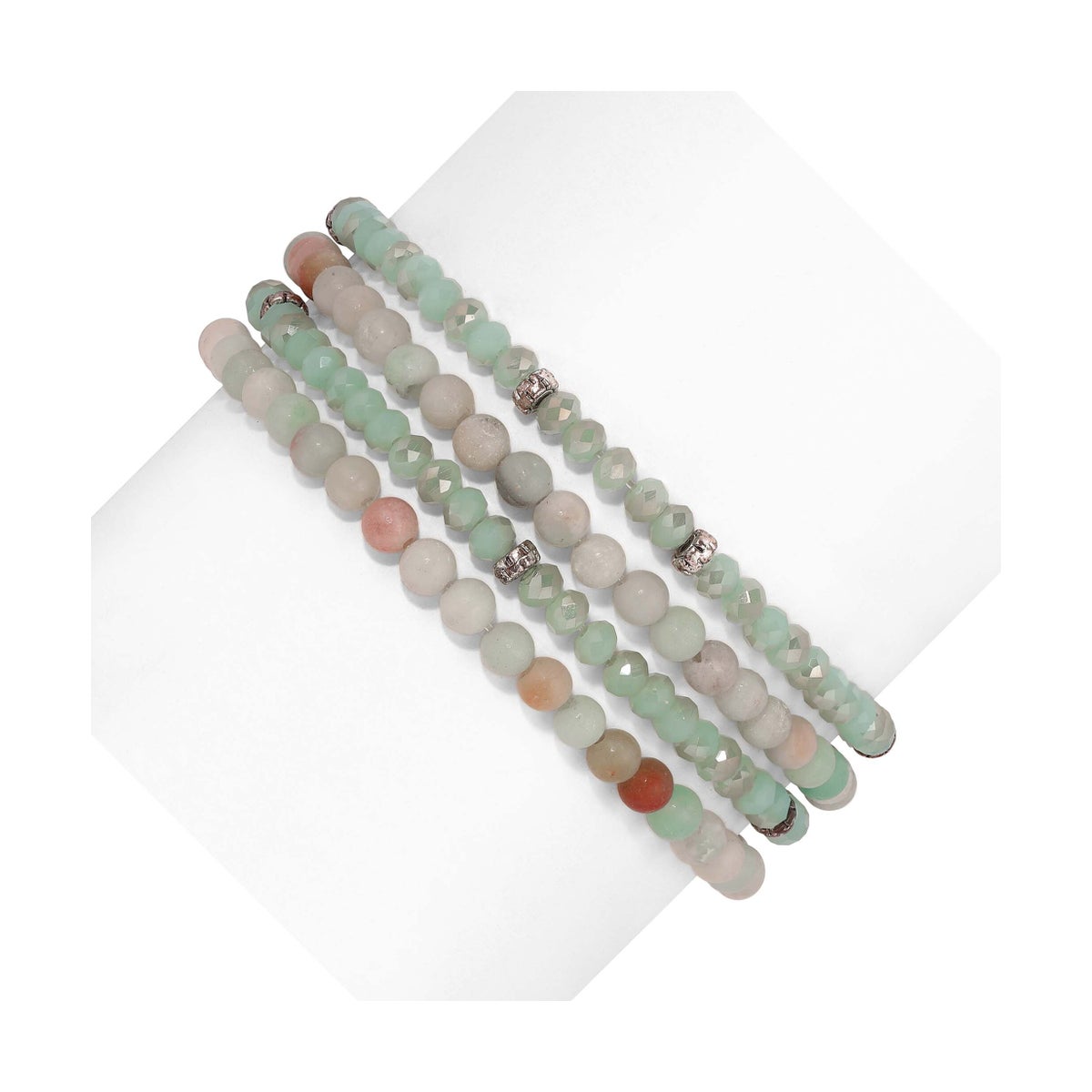 Amazonite Mini Gemstone and Crystal Bracelet Set