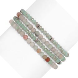 Amazonite Mini Gemstone and Crystal Bracelet Set