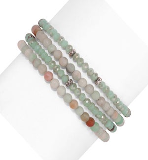 Amazonite Mini Gemstone and Crystal Bracelet Set
