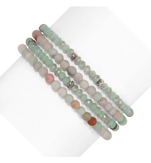 Amazonite Mini Gemstone and Crystal Bracelet Set
