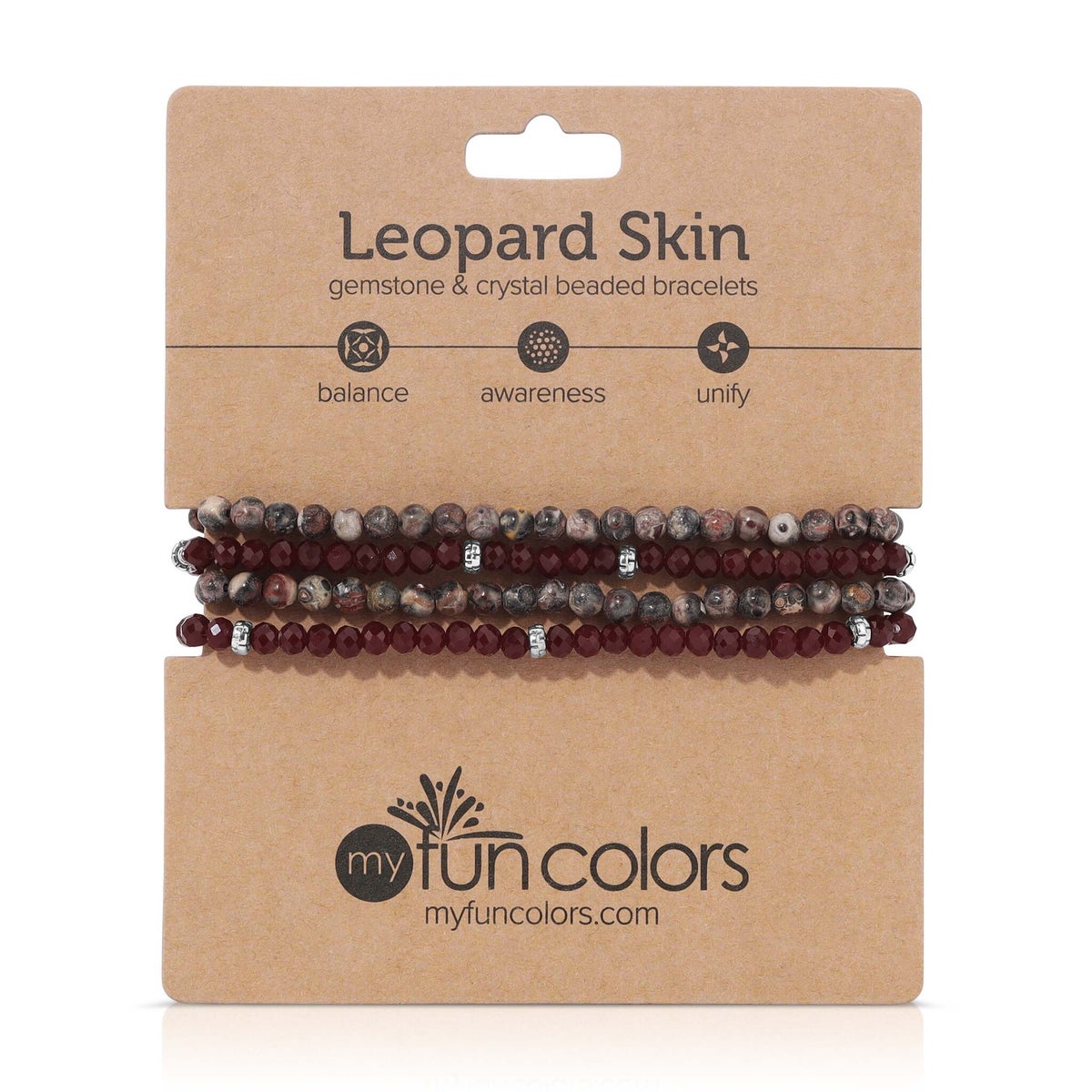 Leopard Skin Mini Gemstone and Crystal Bracelet Set