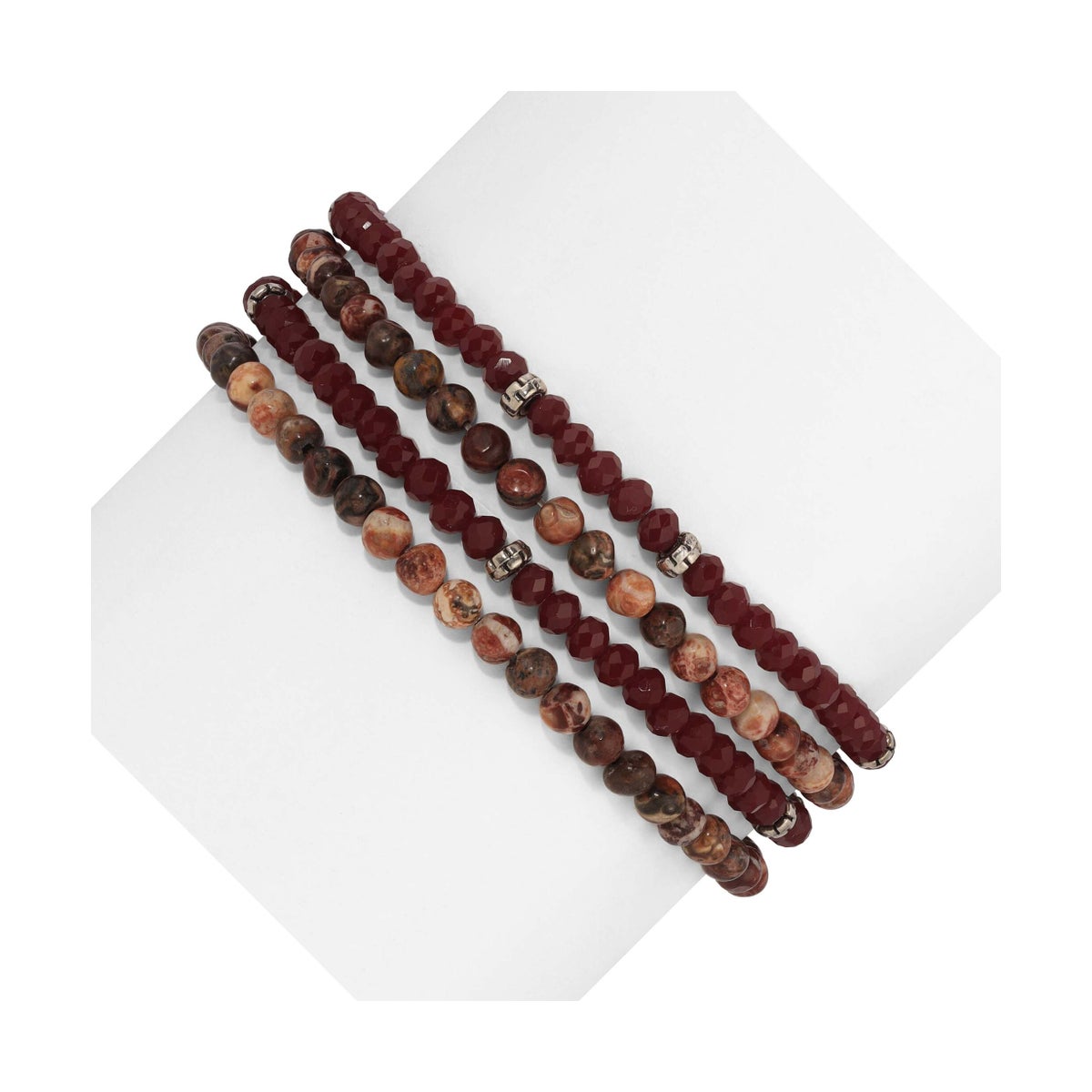 Leopard Skin Mini Gemstone and Crystal Bracelet Set