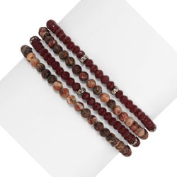 Leopard Skin Mini Gemstone and Crystal Bracelet Set