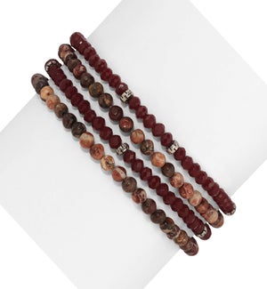 Leopard Skin Mini Gemstone and Crystal Bracelet Set